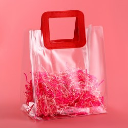 Пакет подарочный из ПВХ красный, 25 x 28 x 15 см