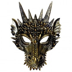 Карнавальная маска Дракон, латекс, цвет золотой