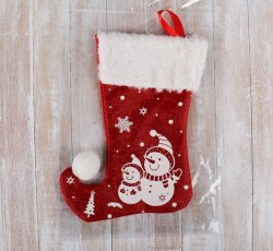 Носок для подарков Волшебство Снеговики, 18х25 см,