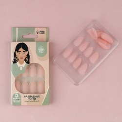 Накладные ногти «Естественные», 24 шт клеевые пластины форма миндаль матовый светло-бежевые