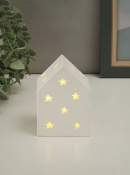 Фигурка светящаяся Домик со звёздочками керамика 6.5×6.5×9 см
