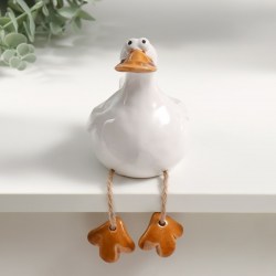 Фигурка настольная керамика Белый утёнок с висячими лапками», на полку, 8.6×11.1×12.1 см