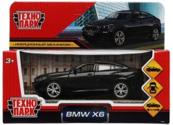 Машина металл BMW X6 длина 12 см, двери, багаж, инер, черный