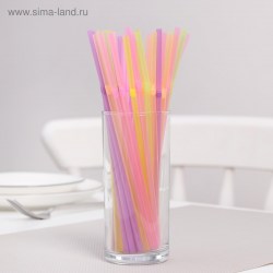 Набор одноразовых трубочек для коктейля, 0,5×21 см, 100 шт, с гофрой, цвет МИКС