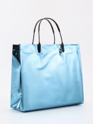 Пакет подарочный ПВХ, голография, голубой пластиковая ручка, 26×22.5×10 см