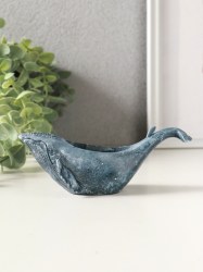 Подставка для мелочей Кит, 6×14×5 см, гипс, серо-голубой
