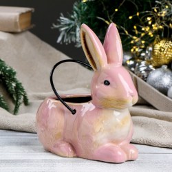 Конфетница заяц кролик 20х18х13 см керамика розовый