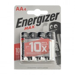 Батарейка алкалиновая Energizer Max, AA, LR6-4BL, 1.5В, блистер, 4 шт
