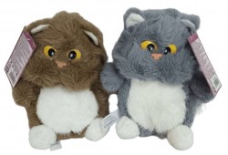 Игрушка мягкая 22см Котик с белым брюшком, серый/коричневый