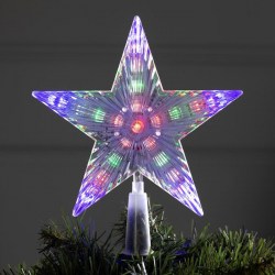 Светодиодная верхушка на ёлку Звезда белая 18 см, 20 LED, провод 2 метра, 220 В, свечение мульти