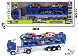 Автовоз синий с инерционными машинками (4 штуки) в коробке