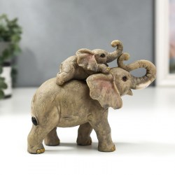 Сувенир полистоун Слон и слонёнок набор 2 шт 12,5х6,5х14,5 см