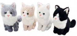 Игрушка мягкая 25см Кошка с пушистой белой грудкой, 4 цвета: