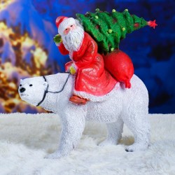 Статуэтка фигура новогодняя Дед Мороз на медведе 47см