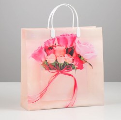 Пакет Конвертик с розами, мягкий пластик, 30 х 30 см, 137 мкм