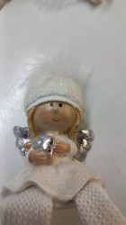 уценка Статуэтка фигурка Ангелочек в шапке пушок сидит на полке 15 см