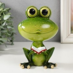 Фигурка полистоун лак Лягушонок с книжкой, 10×7×15 см