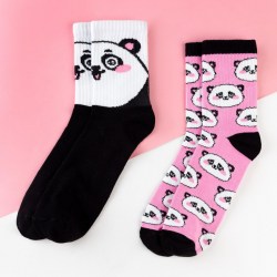 Набор женских носков Панда 2 пары, размер 36-39 (23-25 см)