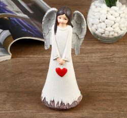 Статуэтка Ангел-девушка в белом платье с сердцем МИКС 20х8х6,2 см