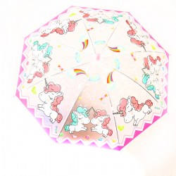 Зонт детский "Единороги", со свистком, розовый 