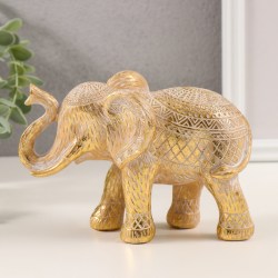 Сувенир полистоун Слон Этнические узоры золото 17х5х11 см