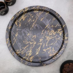 Поднос металлический Золотой мрамор 32×32×1,5 см, цвет чёрный