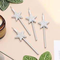 Свечи для торта 4 шт. «Блестящие звезды» серебряные
