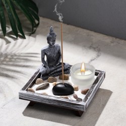 Японский сад камней настольный «Дзен. Мечта» с подставкой для благовоний, набор аксессуаров,12.5×1