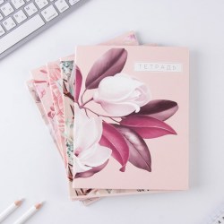 Тетрадь в клетку, 48 л., А5, на скрепке, блок №1 Нежная ботаник МИКС