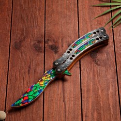 Сувенир деревянный Нож Бабочка разноцветный