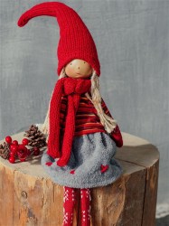 Интерьерная кукла Девочка в красном колпаке и шарфе