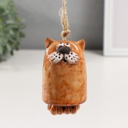 Фигурка - колокольчик керамика «Рыжий котик» 5.2×5.2×7.4 см