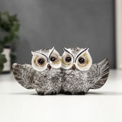 Фигурка полистоун Совушки: объятия, с золотыми глазами, 6.5×13×3.5 см