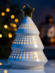 Светодиодная фигура Ёлка с золотой звездой 17.5×11×11 см, 1 LED, на батарейках LR44×3 шт., тёплый