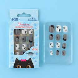 Детские накладные ногти Котик, 12 шт