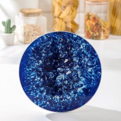 Доска разделочная стеклянная Голубой Агат d 20 см цвет синий