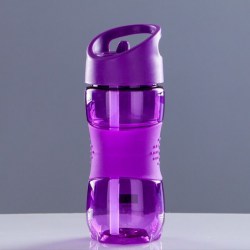 Бутылка для воды с трубочкой 400 мл, 19 х 7 см, микс