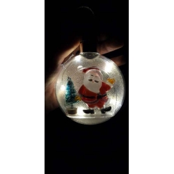 Ёлочный шар Дед Мороз батарейки, 5 LED, свечение тёплое белое