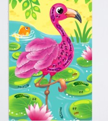 Мозаика перьями и стразами Фламинго