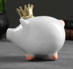 Копилка Свинка свинья принцесса с короной 15х12х17см