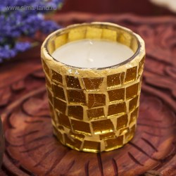 Свечка в стеклянном стаканчике Золотой узор 6х4х4 см 