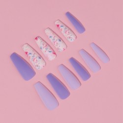 Накладные ногти «Весна», 12 шт, с клеевыми пластинами, форма балерина, разноцветные															