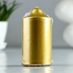 Свеча - цилиндр, плёнка, золотая, 5х10см 