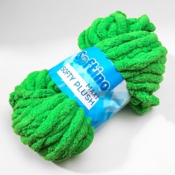 Пряжа фантазийная 100% полиэстер "Softy plush maxi" 250 гр 22 м травяной зелёный