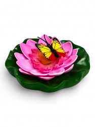 Садовая фигура из полистоуна «Лотос с бабочкой» 10×11×6 см, плавающая