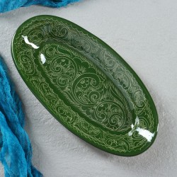 Селёдочница Риштанская Керамика, 24см, зелёная 