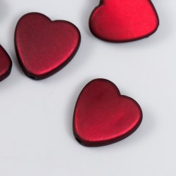 Бусины для творчества пластик Сердечки красные матовые набор 6 шт 0,6х2х2 см
