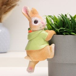 Фигурка для флорариума «Зайчишка с морковкой» декор на кашпо, 17×7×7 см