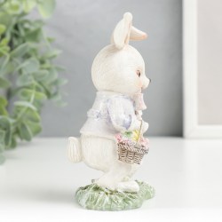 Сувенир статуэтка пасхальная заяц кролик с цветами 11 см