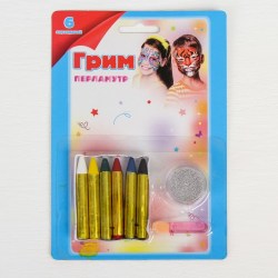 Грим карандаши и блёстки с аппликатором для лица и тела, 6 цветов